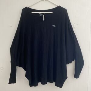 NWT 24/7 by Maurices Top 1X Black Dolman Soft Cozy Baggy Lagenlook LS Minimalist